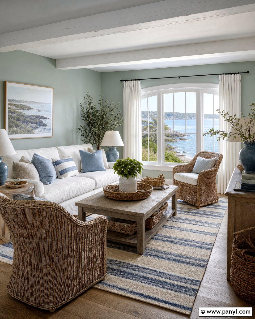Sage Living Room Walls With Coastal Decor - 25 Sage Living Room Walls