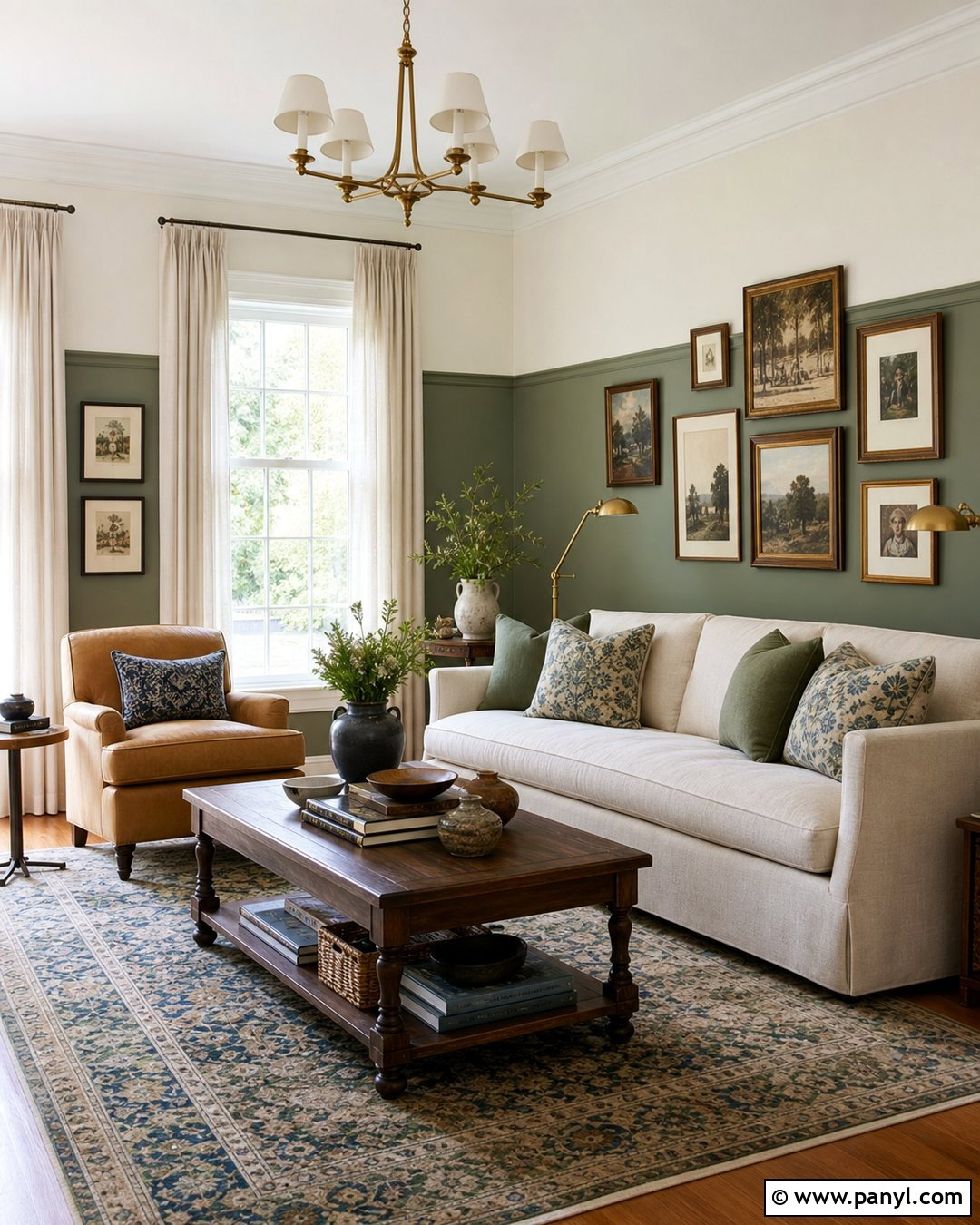Sage Living Room Walls With Two-Tone Paint - 25 Sage Living Room Walls