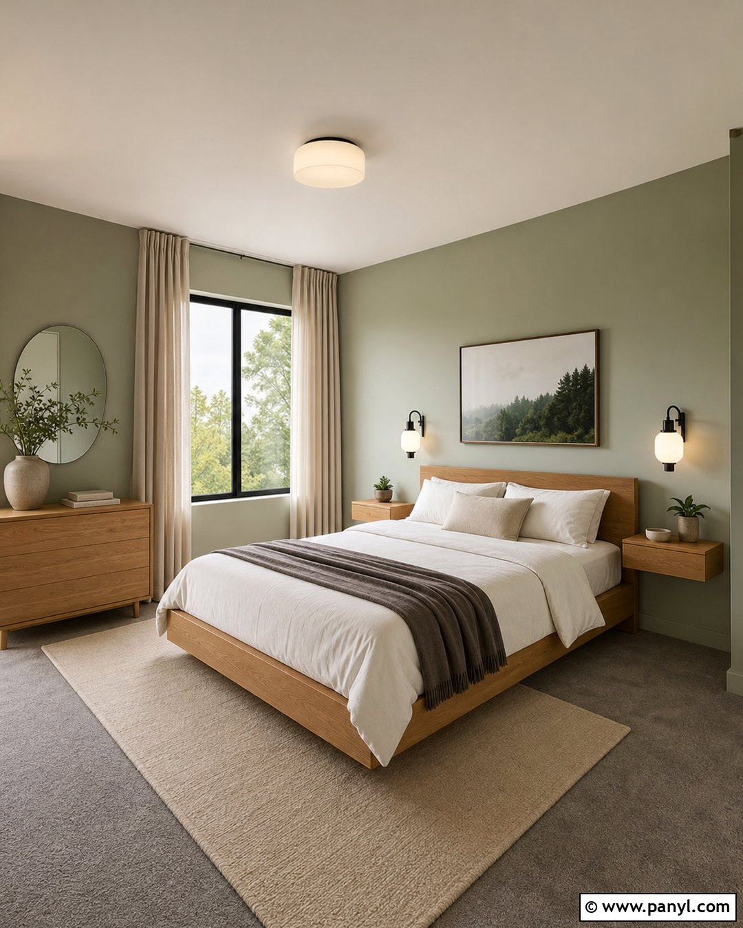 Sage Minimalist Bedroom With Grey Carpet - 20 Sage Walls Grey Carpet Ideas