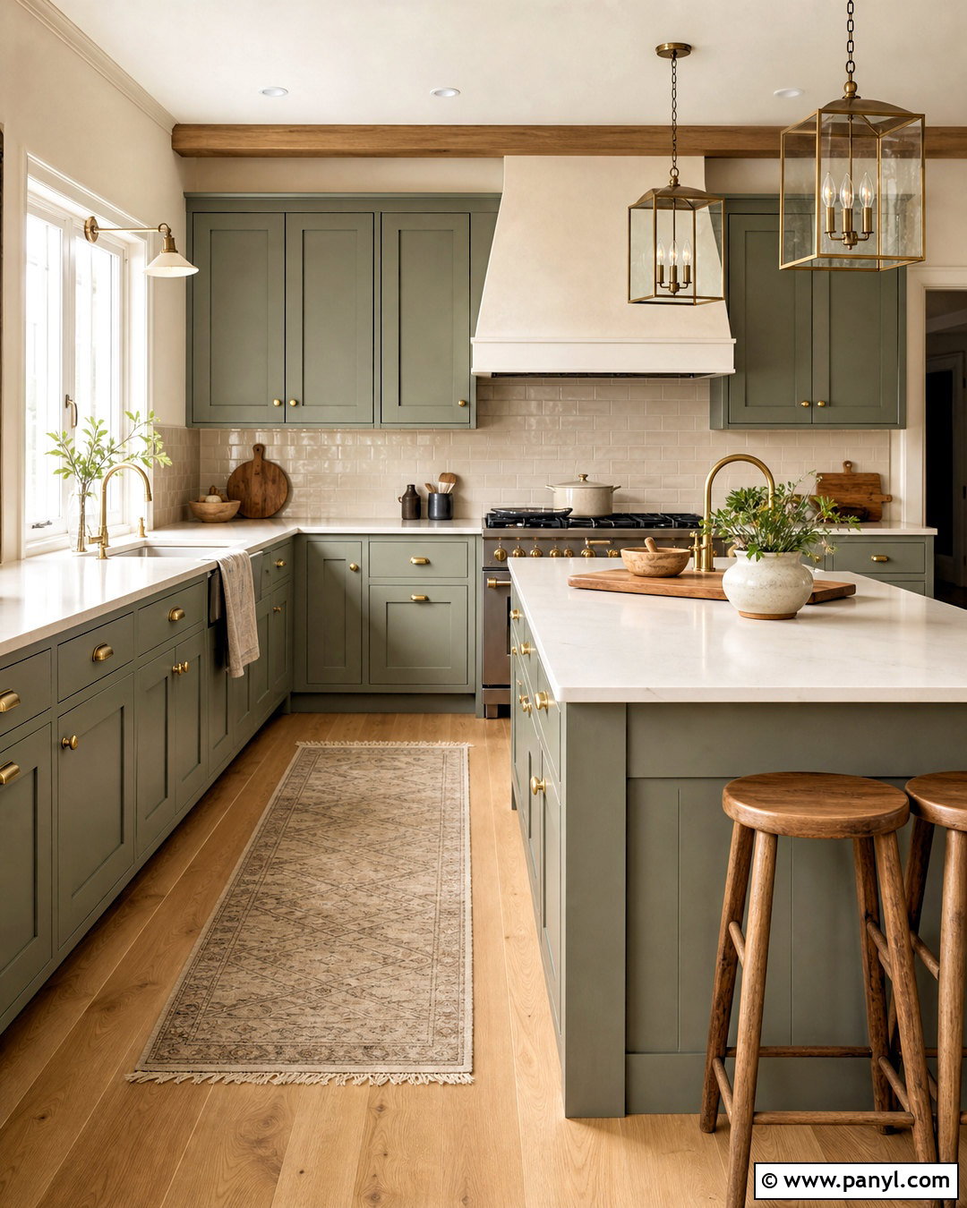 Sage Shaker Cabinets With Brass Hardware - 20 sage and cream kitchen ideas