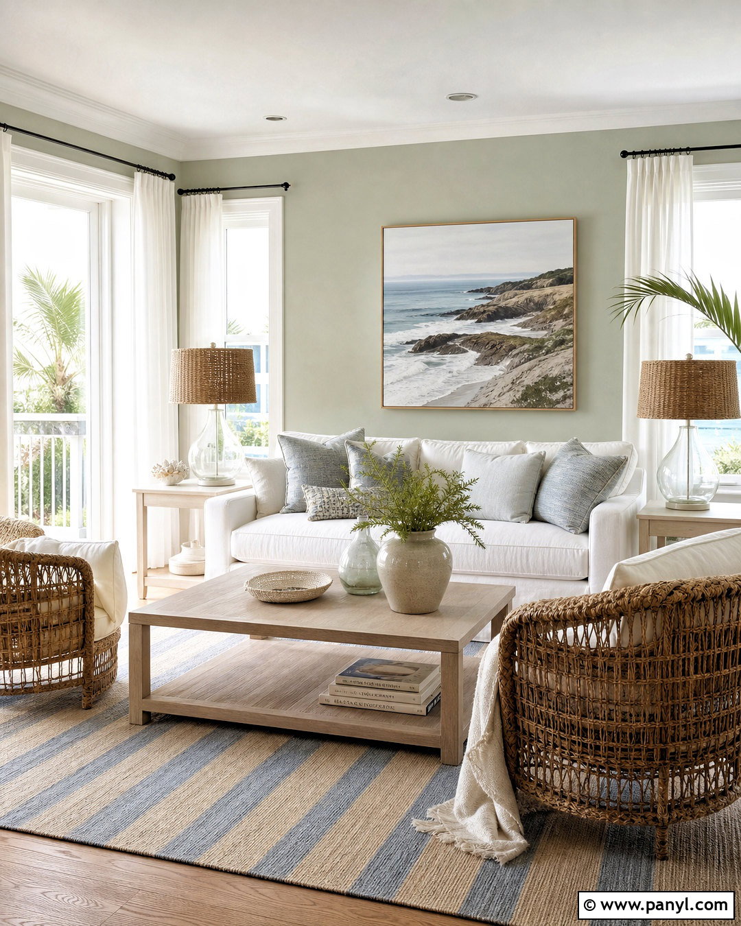 Sage Walls Coastal Living Room - 20 sage walls living room ideas
