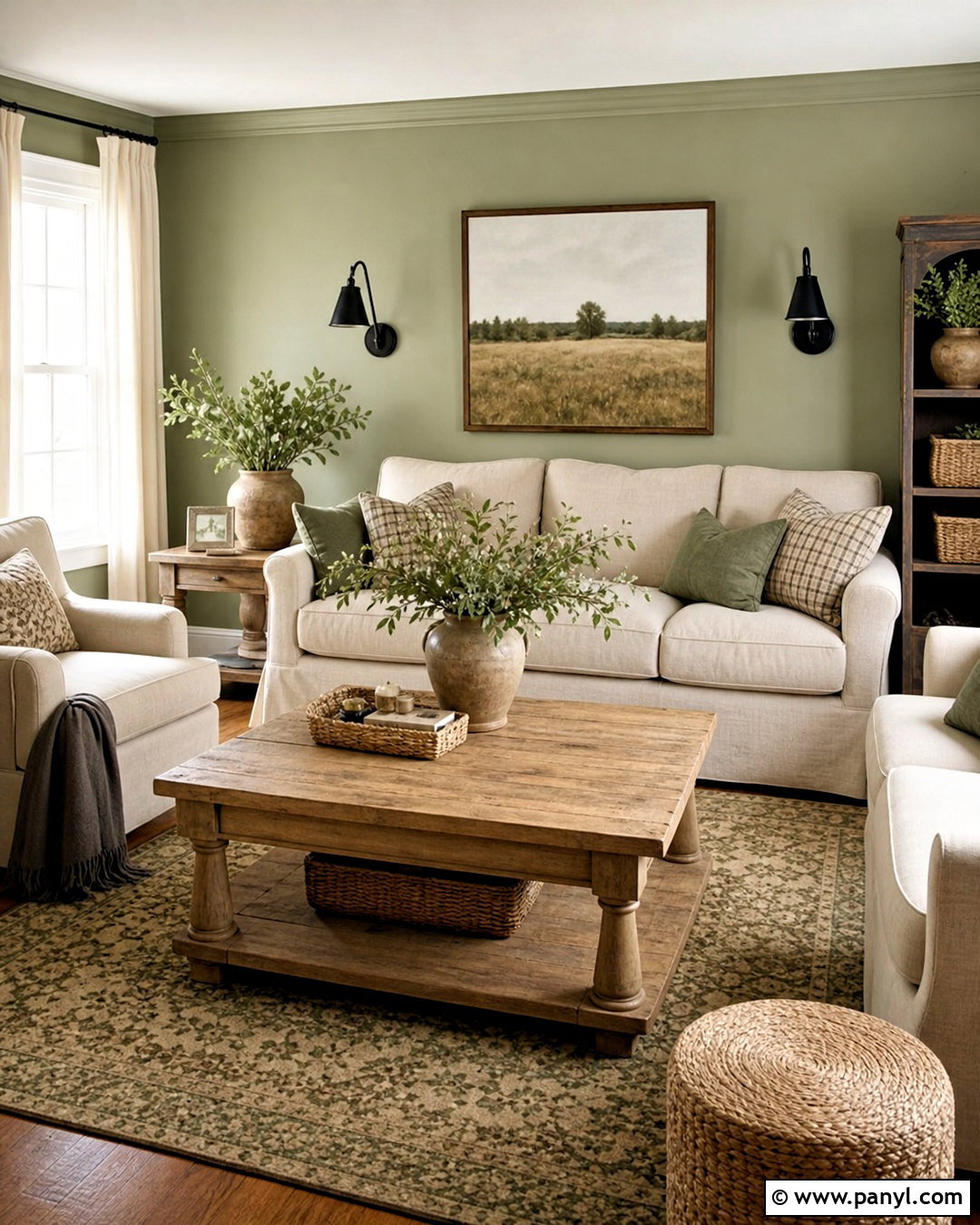 Sage Walls Farmhouse Living Room - 20 sage walls living room ideas