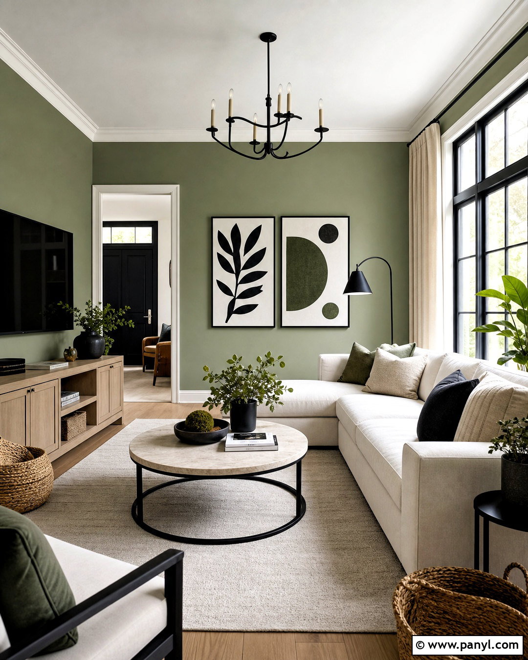 Sage Walls With Black Accents - 20 sage walls living room ideas