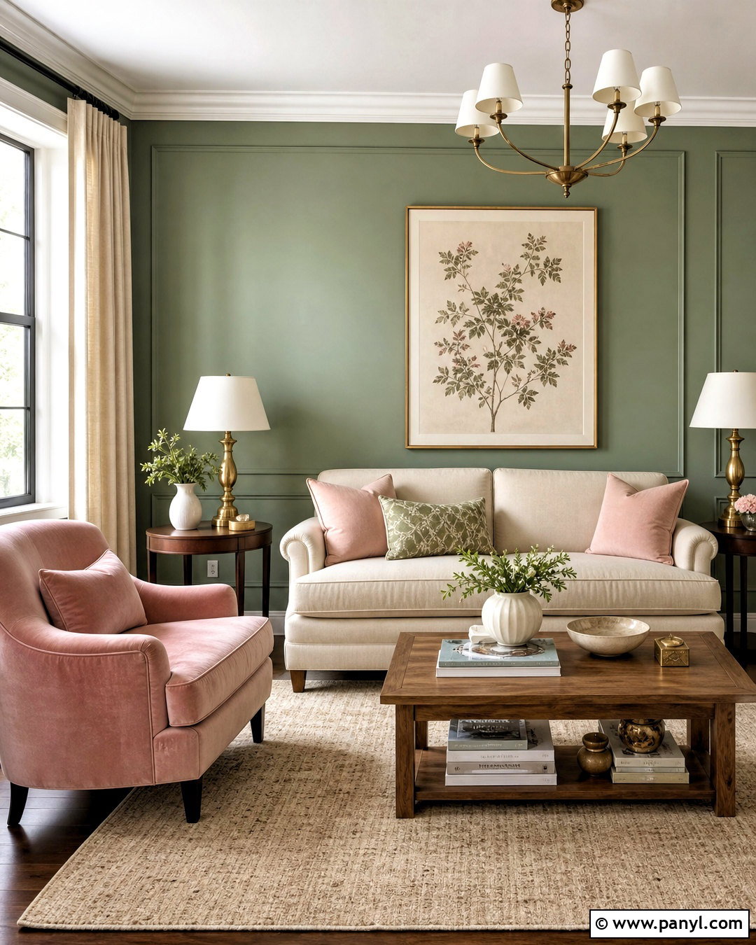 Sage Walls With Blush Accents - 20 sage walls living room ideas