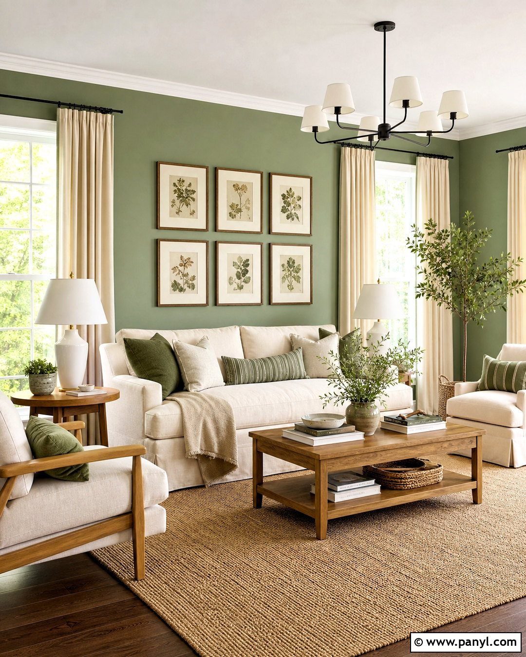 Sage Walls With Cream Sofa - 20 sage walls living room ideas
