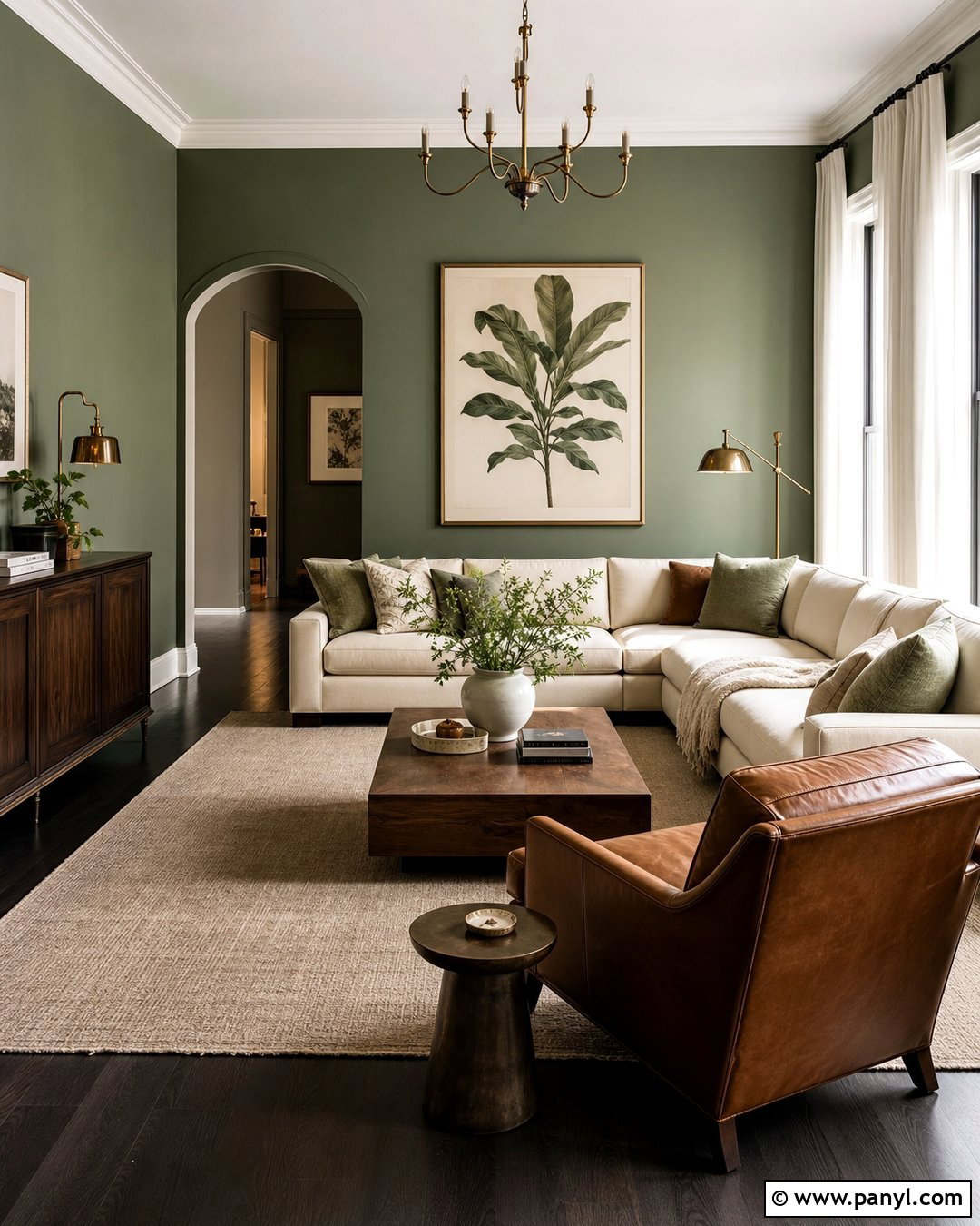 Sage Walls With Dark Grey Living Room Floor - 20 Sage Walls Grey Floor Ideas