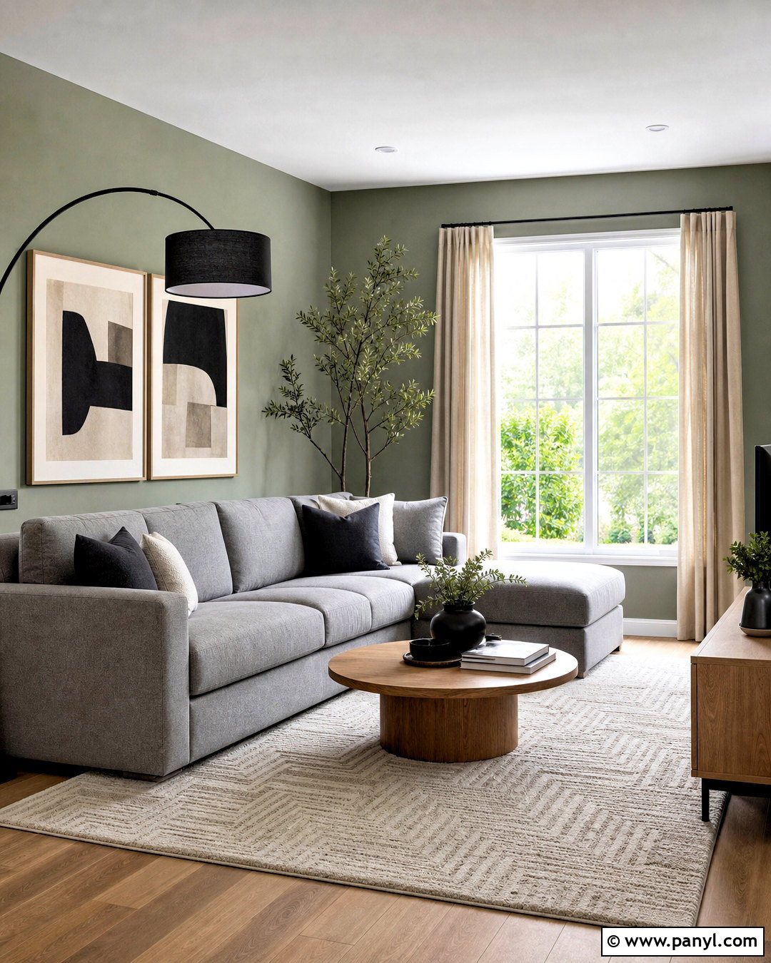 Sage Walls With Gray Sofa - 20 sage walls living room ideas