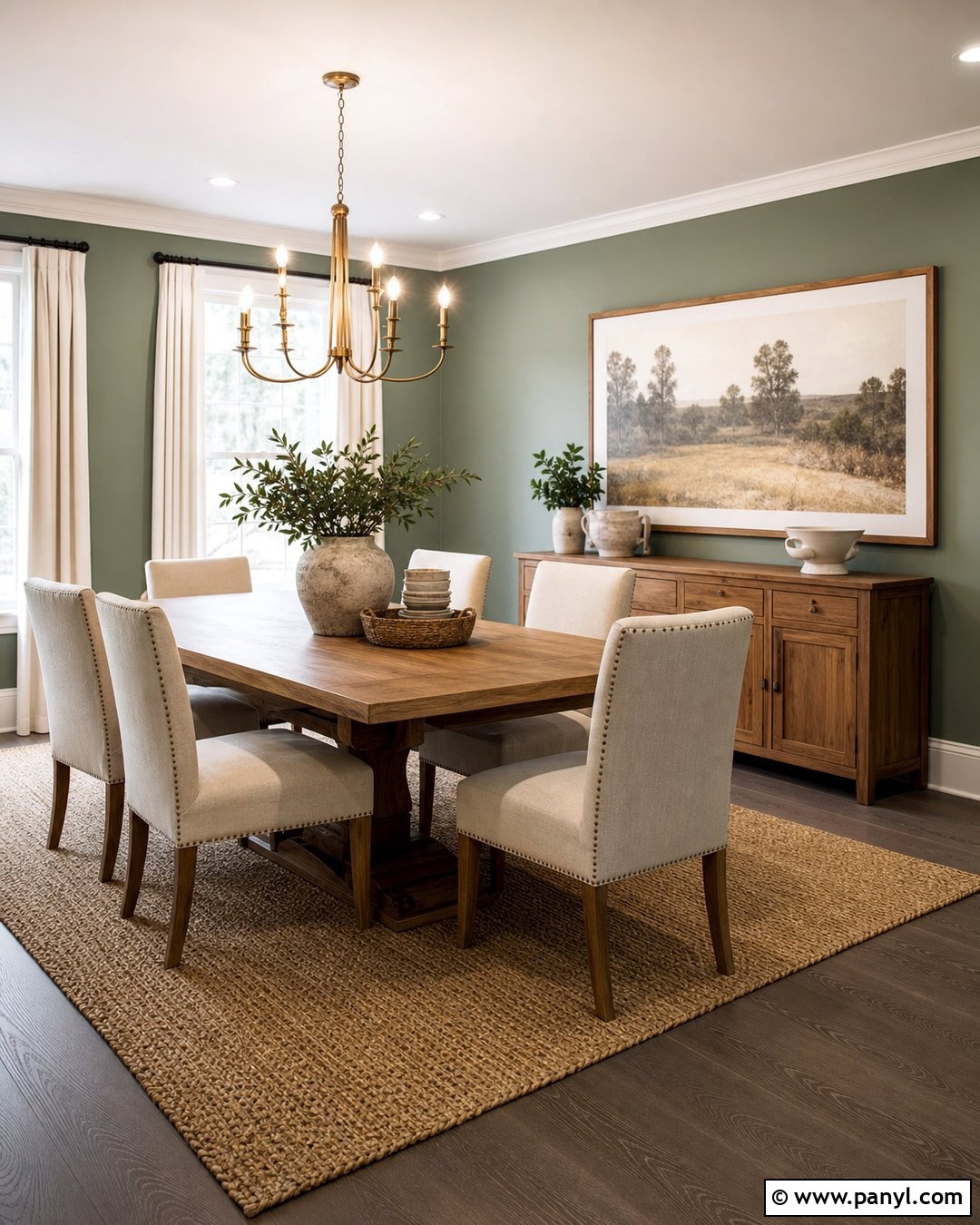 Sage Walls With Grey Dining Room Floor - 20 Sage Walls Grey Floor Ideas