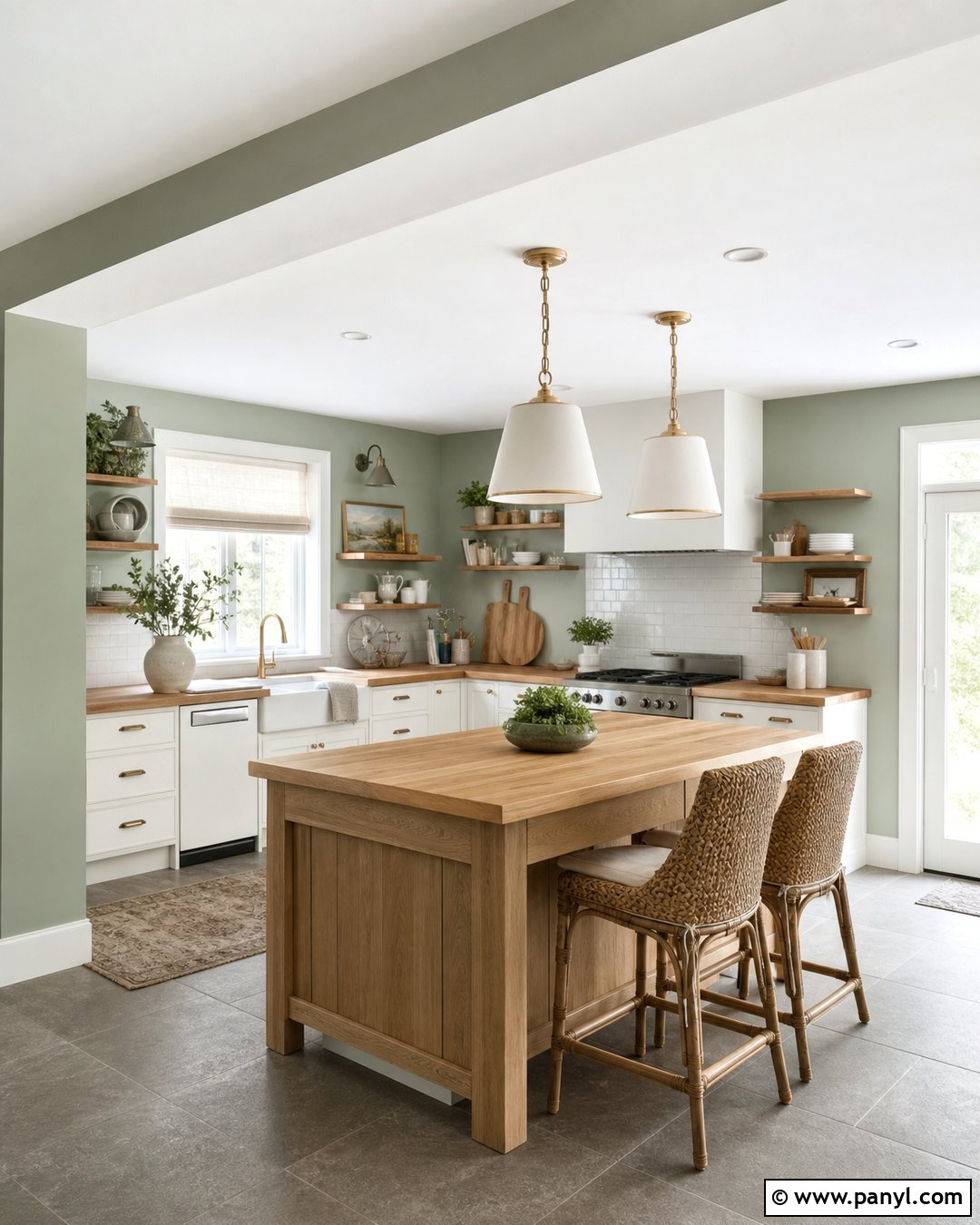Sage Walls With Grey Kitchen Floor - 20 Sage Walls Grey Floor Ideas