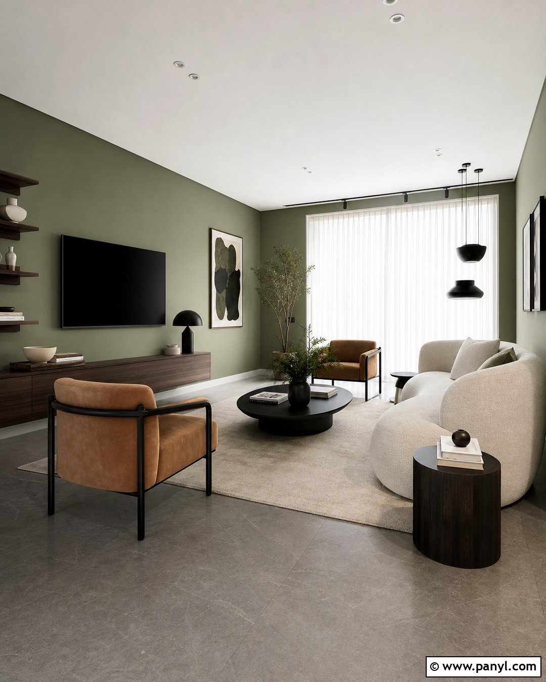 Sage Walls With Grey Modern Floor - 20 Sage Walls Grey Floor Ideas