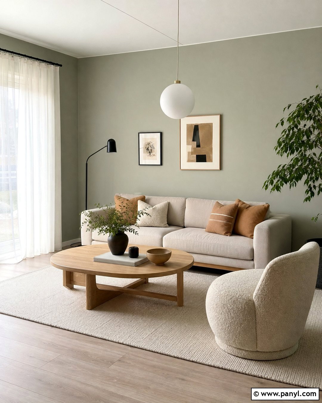 Sage Walls With Grey Scandinavian Floor - 20 Sage Walls Grey Floor Ideas