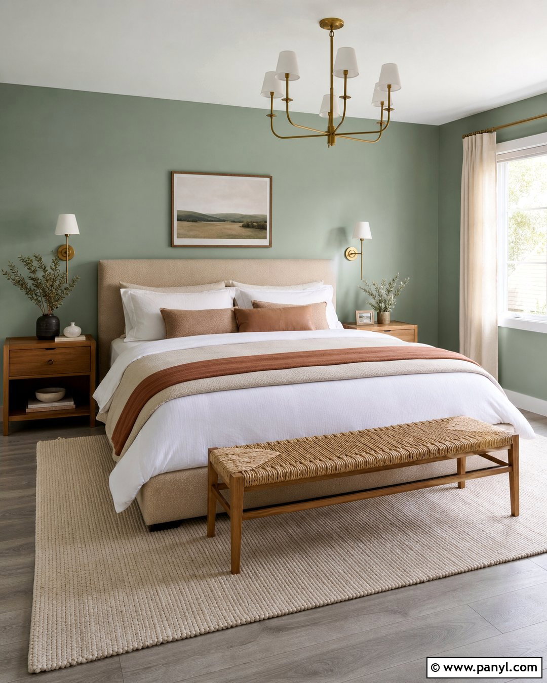 Sage Walls With Grey Wood Bedroom Floor - 20 Sage Walls Grey Floor Ideas