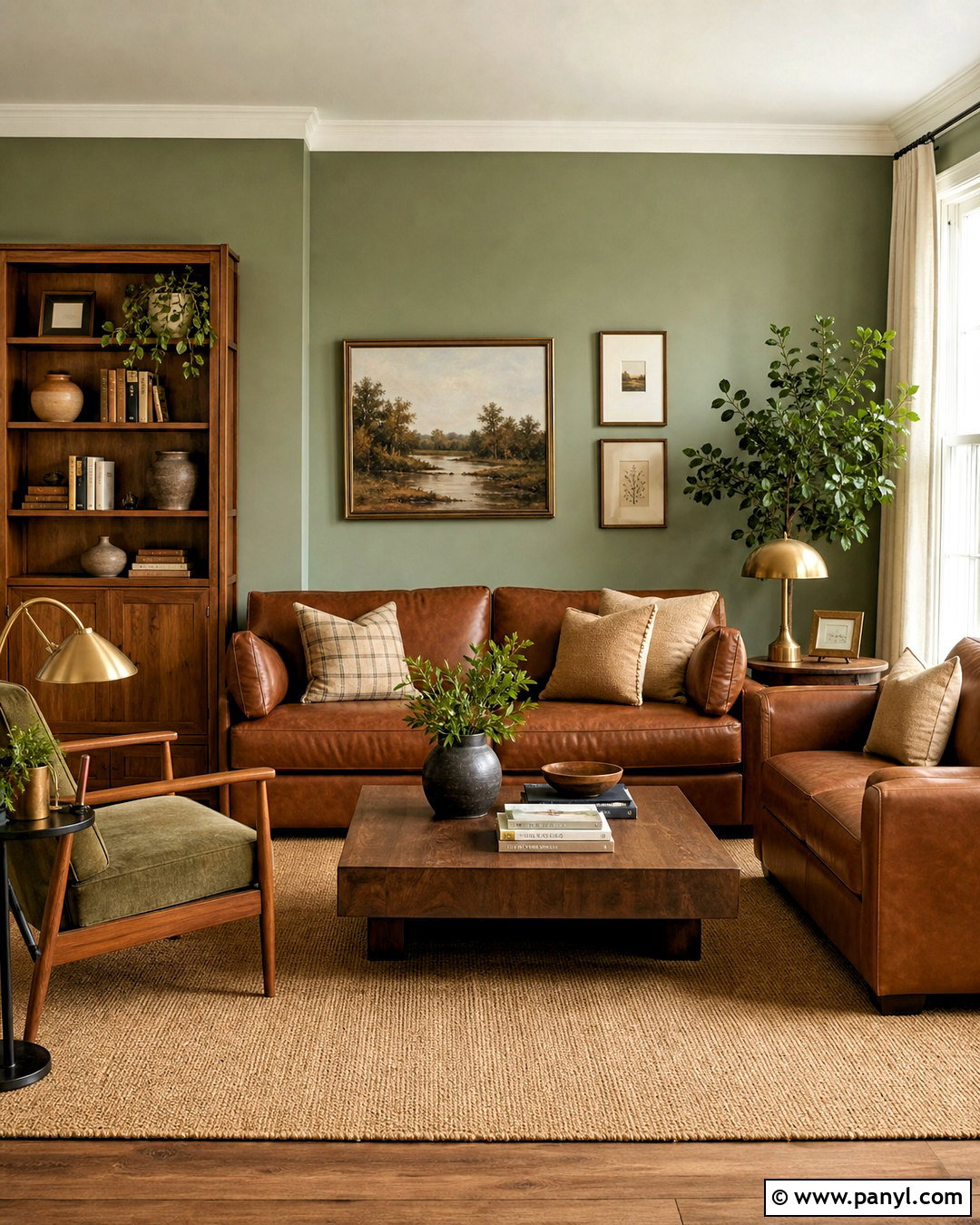 Sage Walls With Warm Wood Furniture - 20 sage walls living room ideas