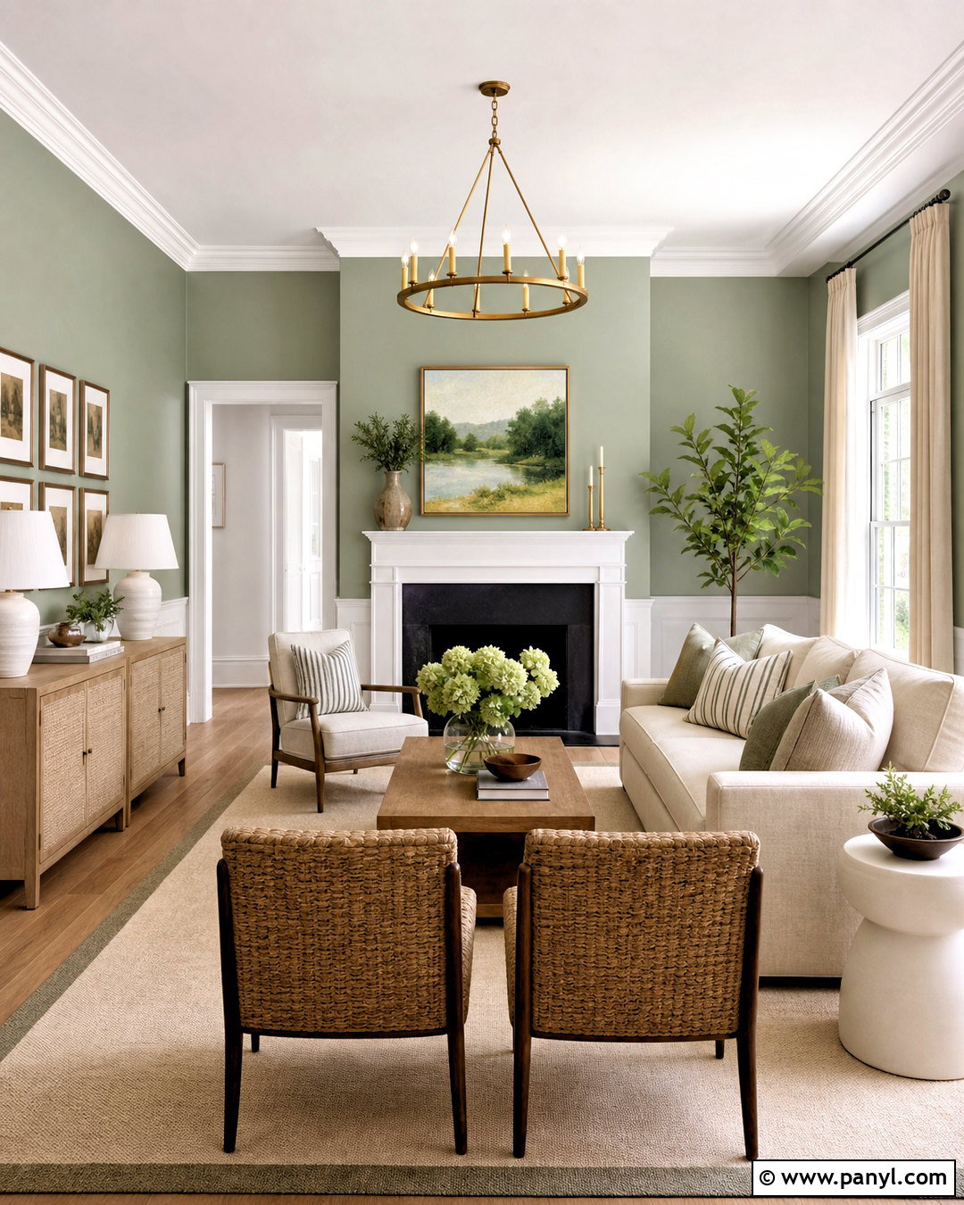 Sage Walls With White Trim - 20 sage walls living room ideas