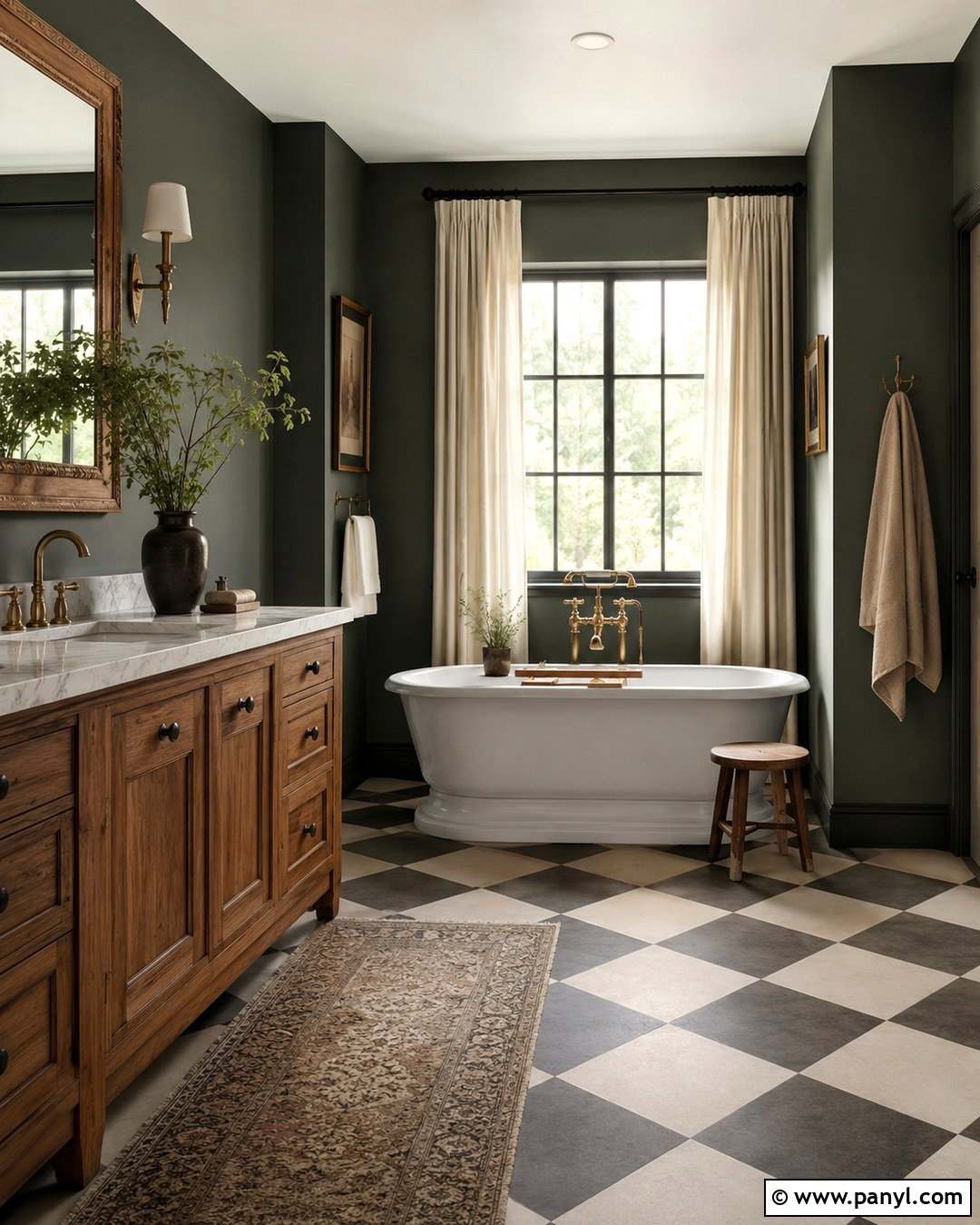 Salamander Bathroom With Checkerboard Floor - 20 Benjamin Moore Salamander Bathroom Ideas