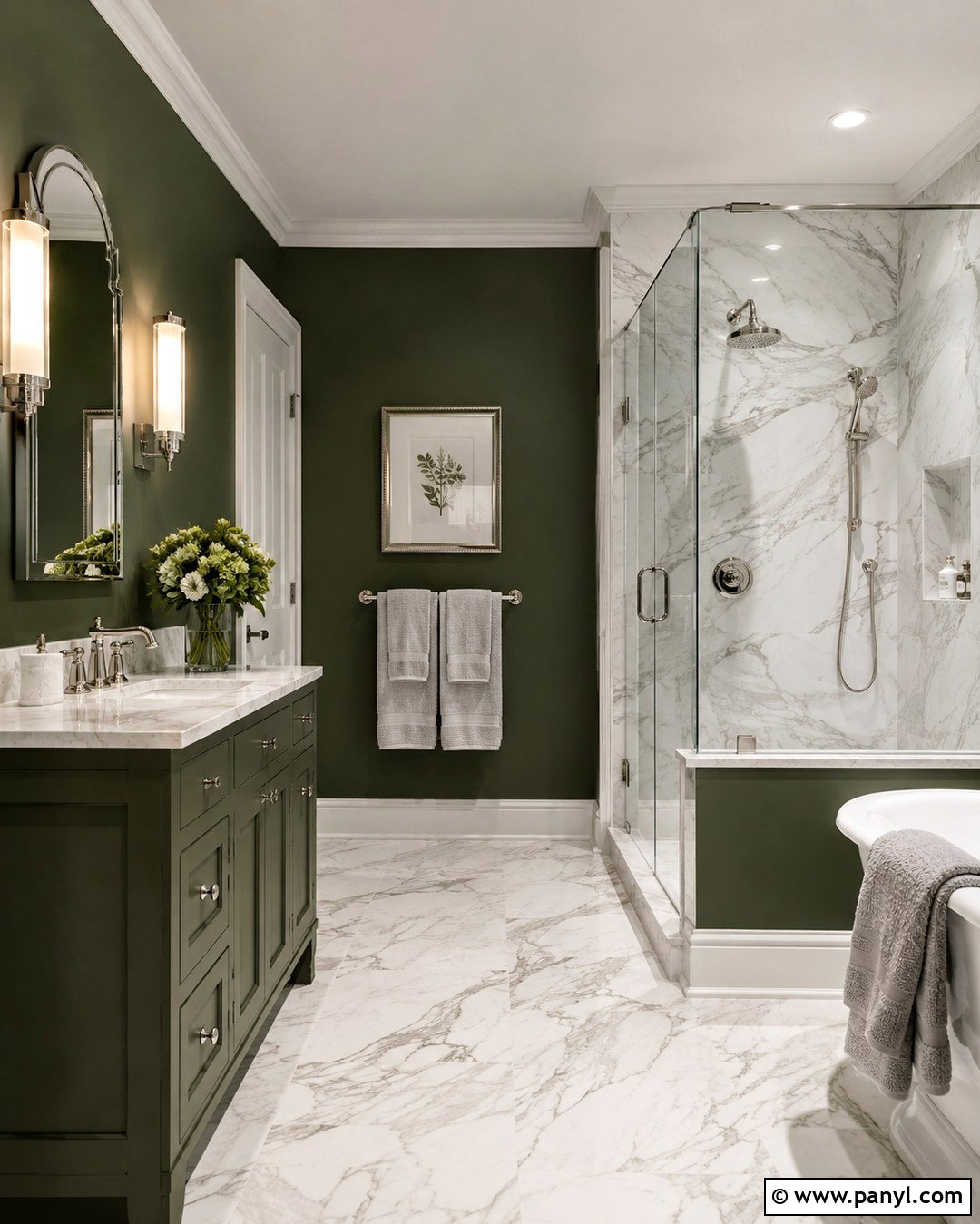 Salamander Bathroom With Marble Shower - 20 Benjamin Moore Salamander Bathroom Ideas