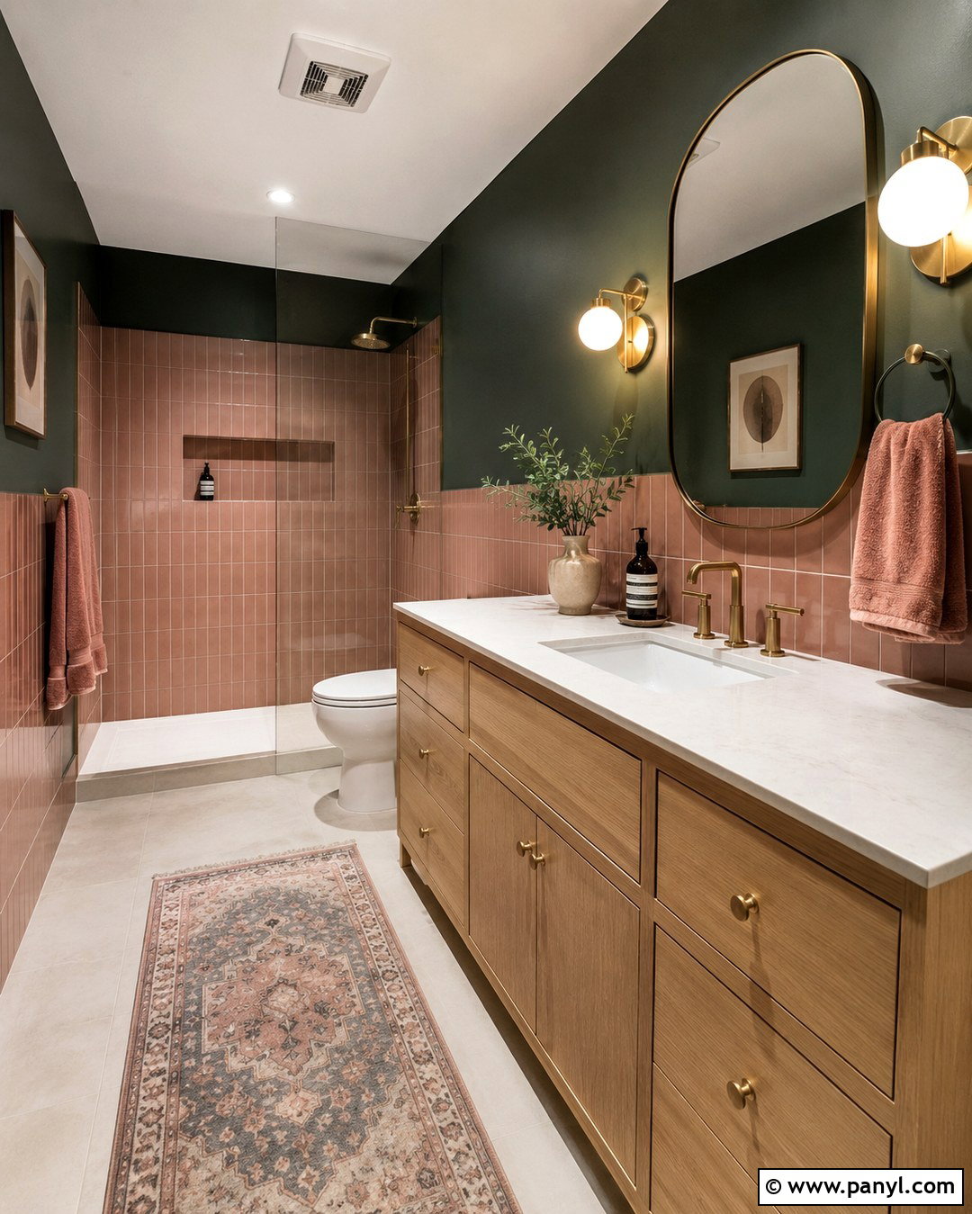 Salamander Bathroom With Pink Tile - 20 Benjamin Moore Salamander Bathroom Ideas