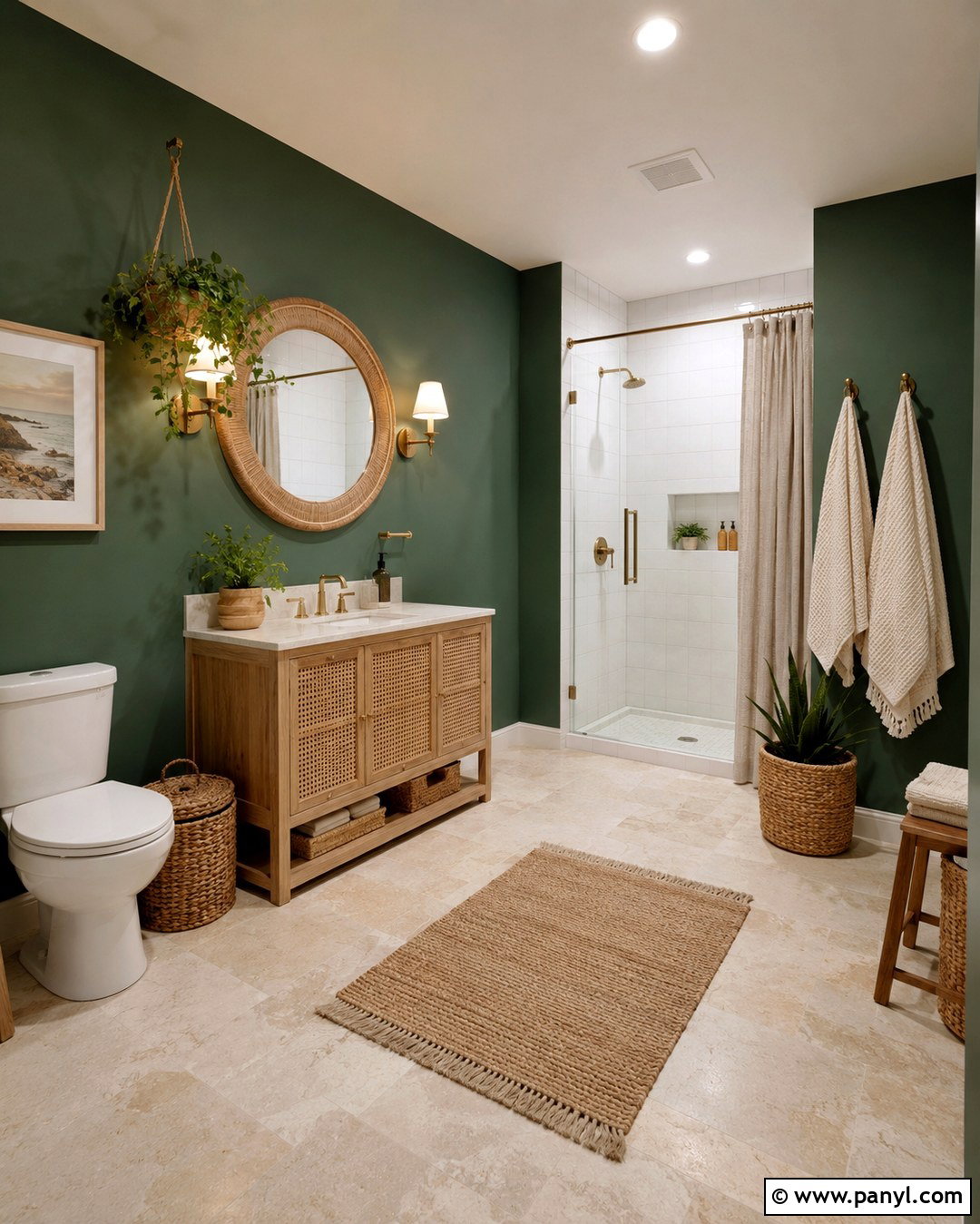 Salamander Bathroom With Rattan Accents - 20 Benjamin Moore Salamander Bathroom Ideas