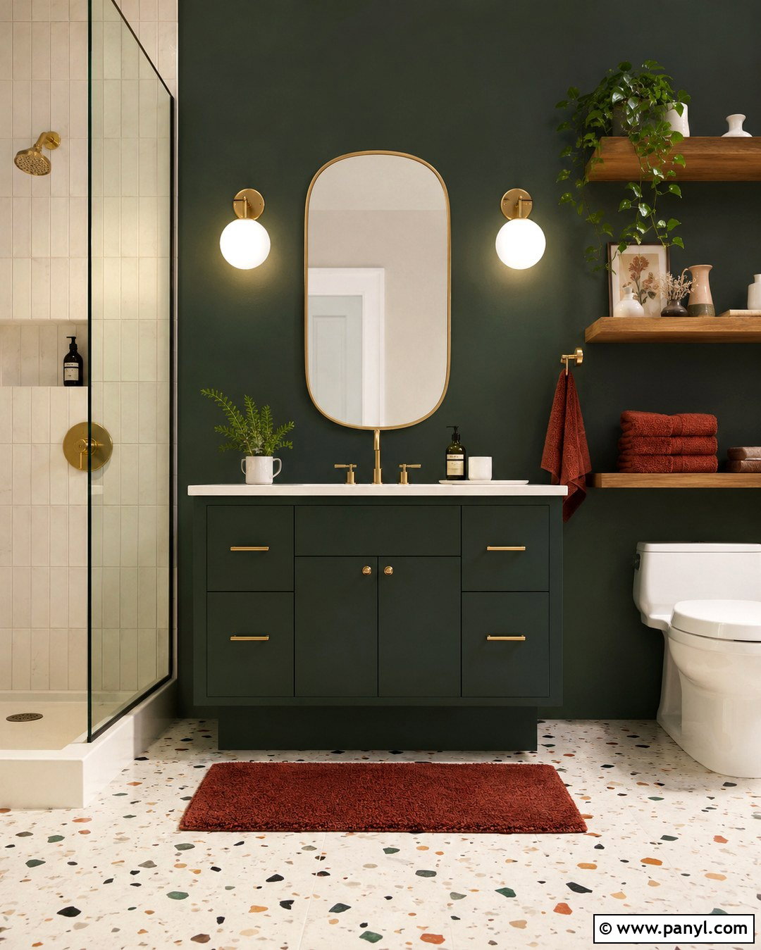 Salamander Bathroom With Terrazzo Floor - 20 Benjamin Moore Salamander Bathroom Ideas