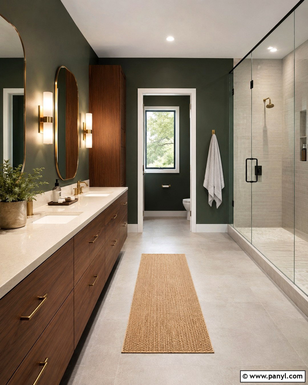 Salamander Bathroom With Walnut Double Vanity - 20 Benjamin Moore Salamander Bathroom Ideas