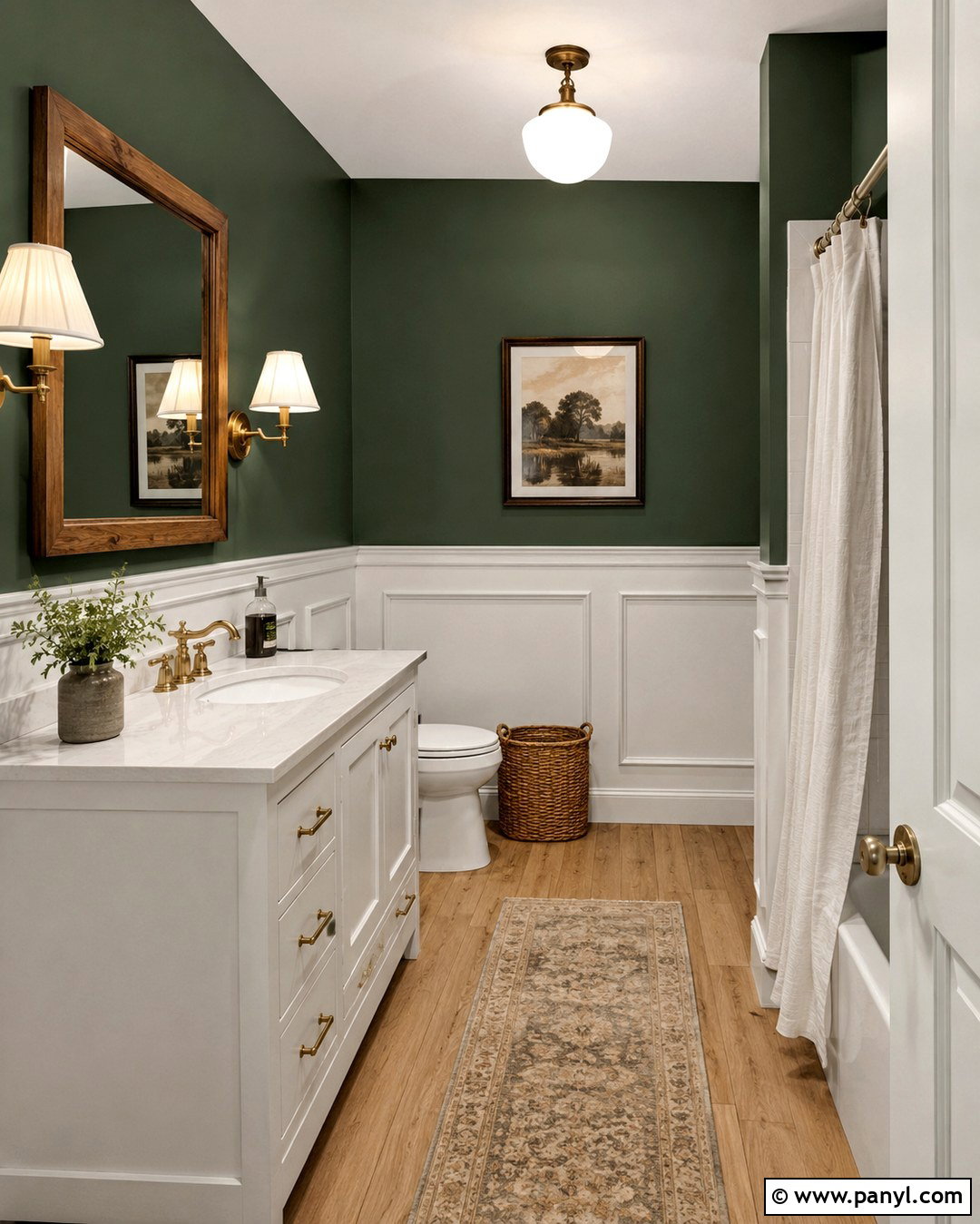 Salamander Bathroom With White Wainscoting - 20 Benjamin Moore Salamander Bathroom Ideas