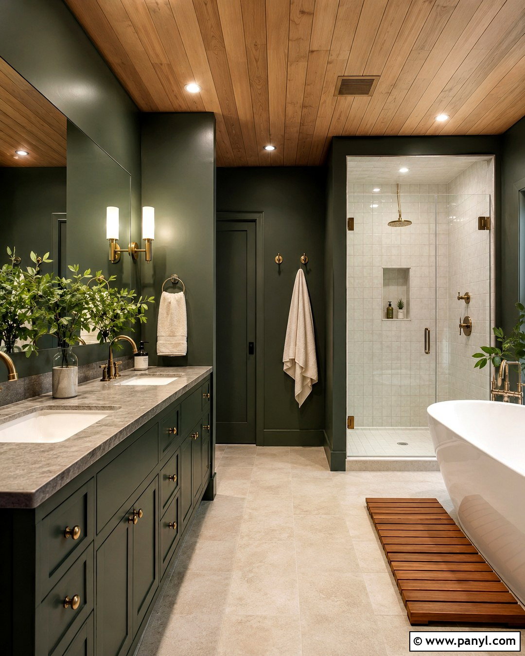 Salamander Bathroom With Wood Ceiling - 20 Benjamin Moore Salamander Bathroom Ideas