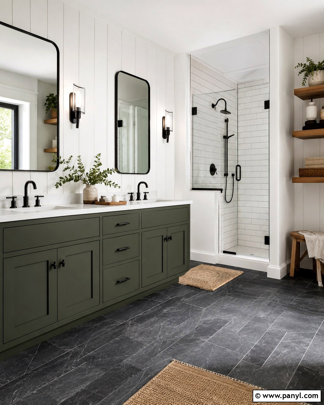 Salamander Modern Farmhouse Bathroom - 20 Benjamin Moore Salamander Bathroom Ideas