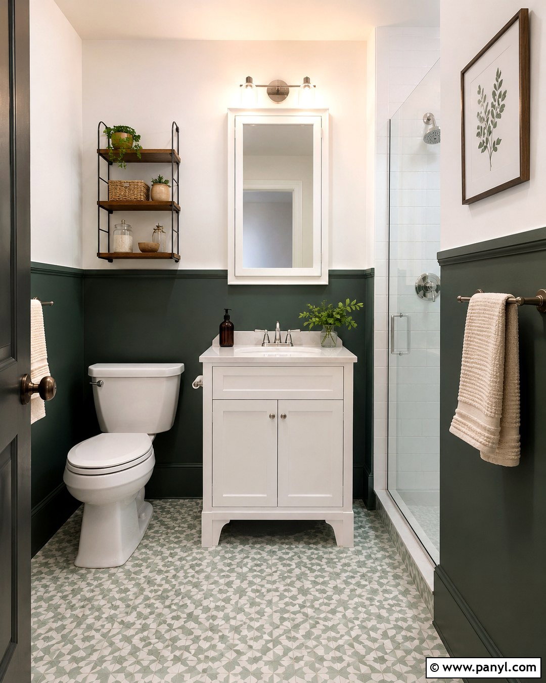 Salamander Small Bathroom With Half Wall Paint - 20 Benjamin Moore Salamander Bathroom Ideas