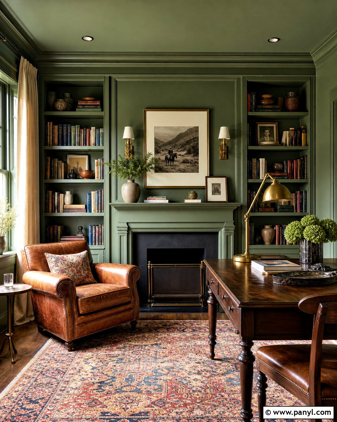 Salisbury Green Color-Drenched Library - 20 salisbury green benjamin moore ideas