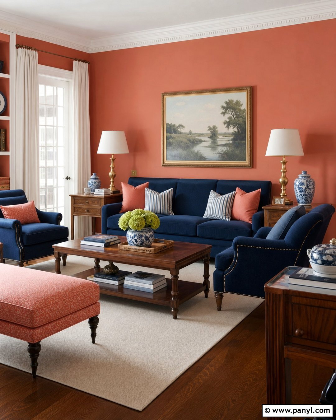 Salmon And Navy Living Room - 30 Salmon Wall Color Ideas