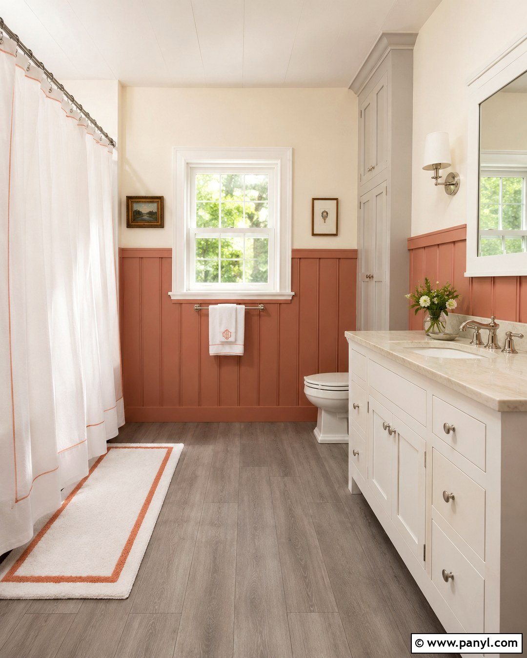 Salmon Bathroom Walls With Board And Batten - 20 Salmon Bathroom Walls