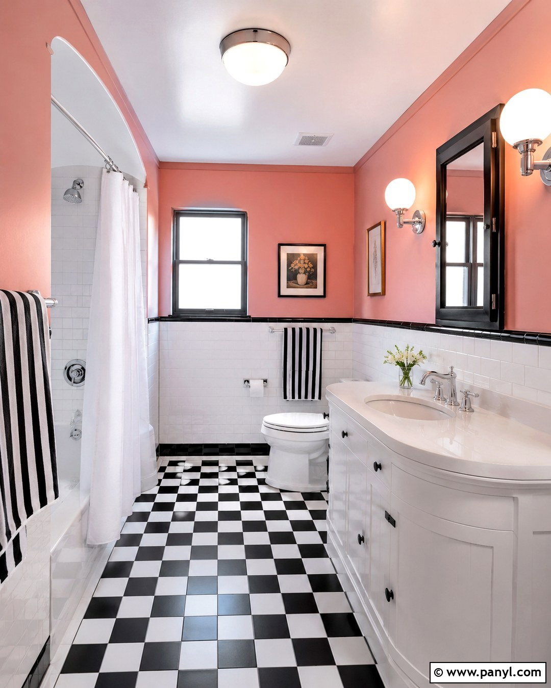 Salmon Bathroom Walls With Checkerboard Floor - 20 Salmon Bathroom Walls
