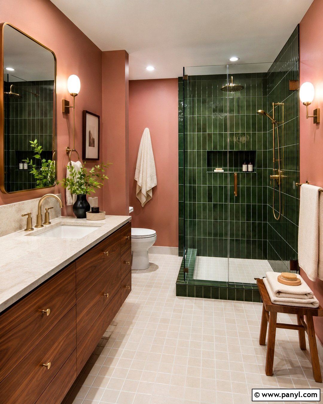 Salmon Bathroom Walls With Green Tile - 20 Salmon Bathroom Walls