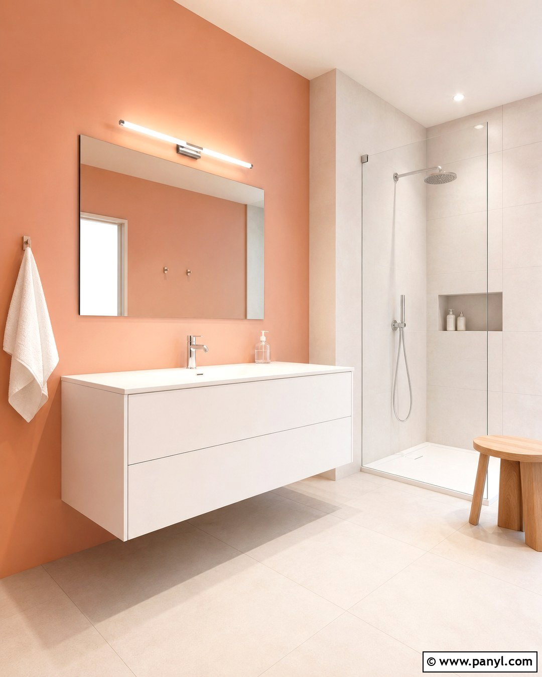Salmon Bathroom Walls With Minimal Decor - 20 Salmon Bathroom Walls