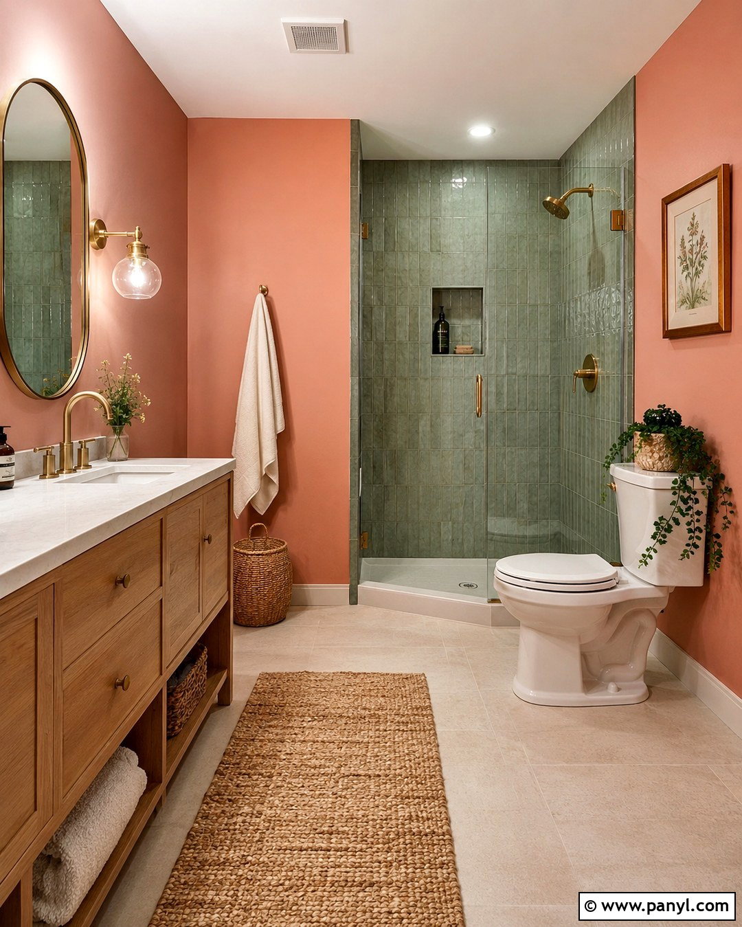 Salmon Bathroom Walls With Sage Green - 20 Salmon Bathroom Walls