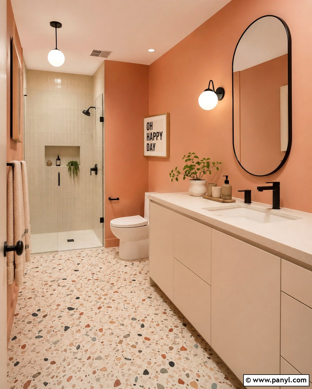 Salmon Bathroom Walls With Terrazzo Floor - 20 Salmon Bathroom Walls