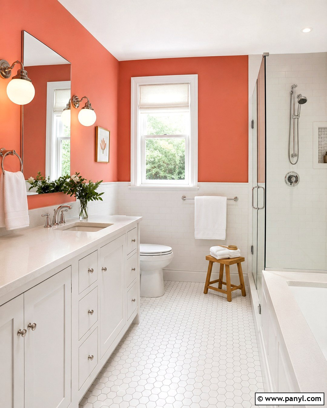 Salmon Bathroom Walls With White Tile - 20 Salmon Bathroom Walls