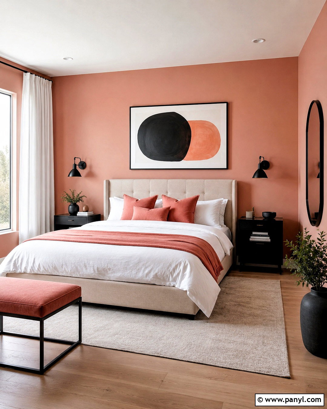 Salmon Bedroom With Black Accents - 20 salmon bedroom ideas