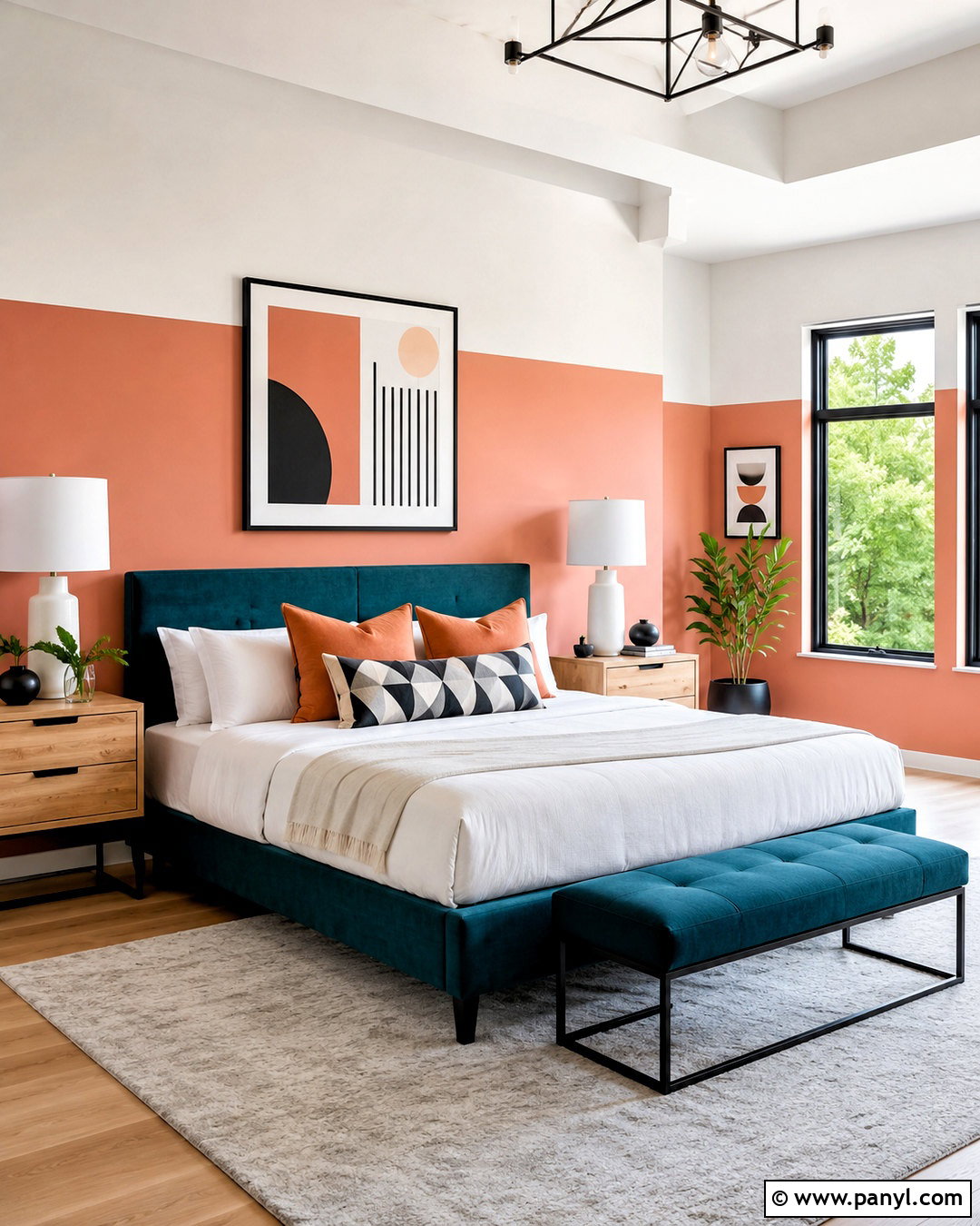 Salmon Bedroom With Color Blocking - 20 salmon bedroom ideas