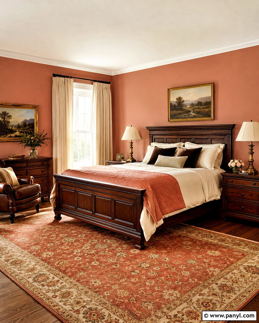 Salmon Bedroom With Dark Wood - 20 salmon bedroom ideas