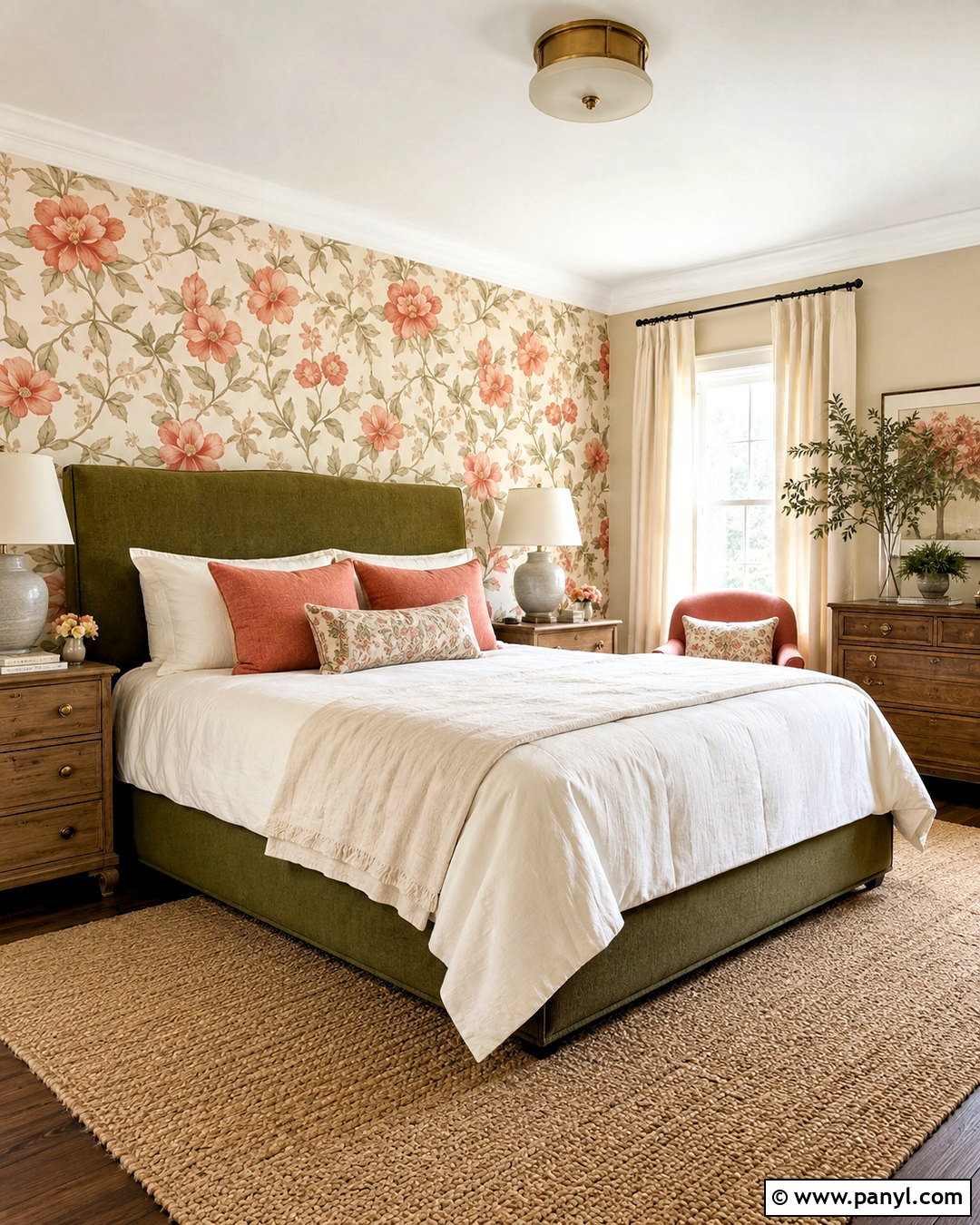 Salmon Bedroom With Floral Wallpaper - 20 salmon bedroom ideas
