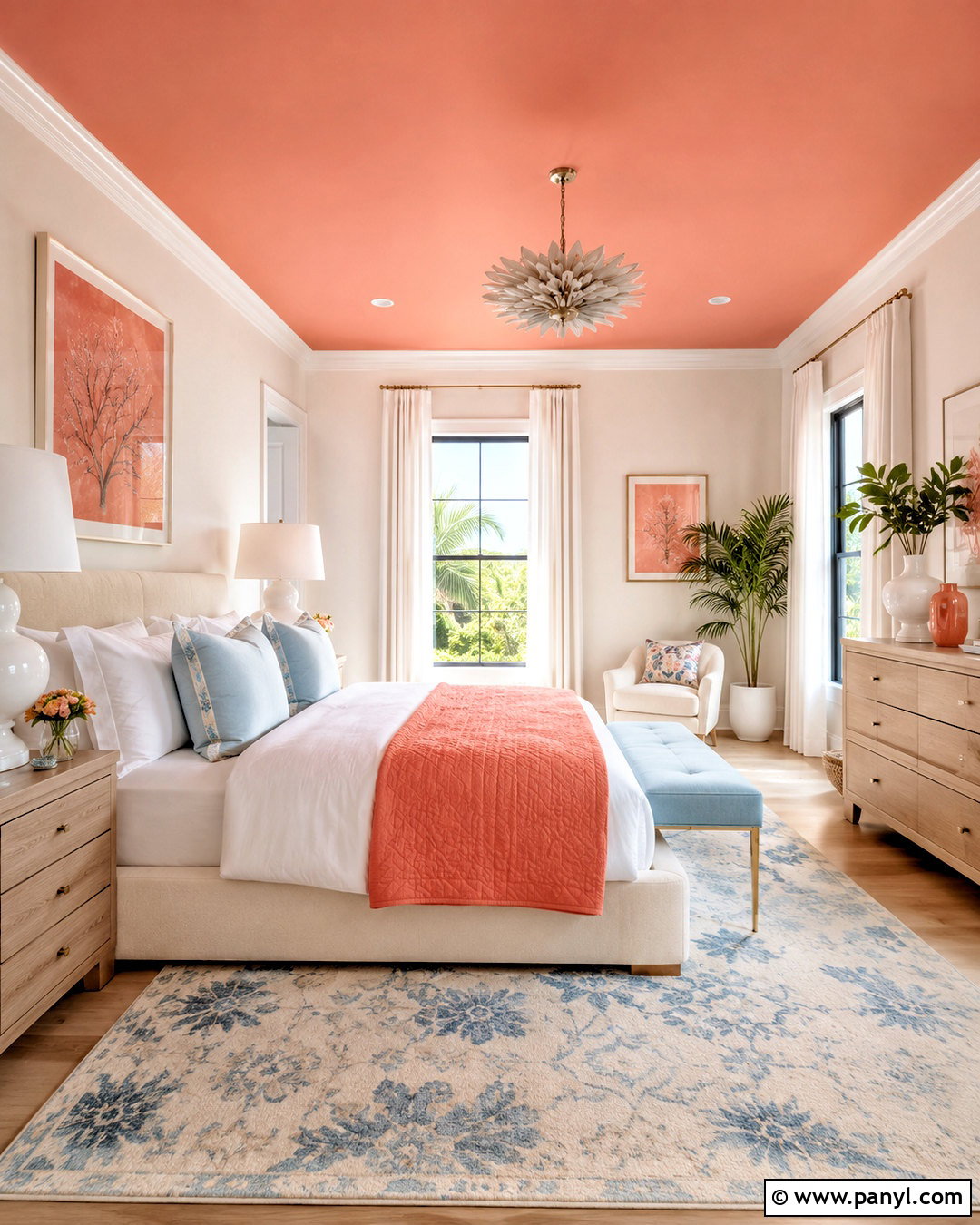 Salmon Bedroom With Painted Ceiling - 20 salmon bedroom ideas