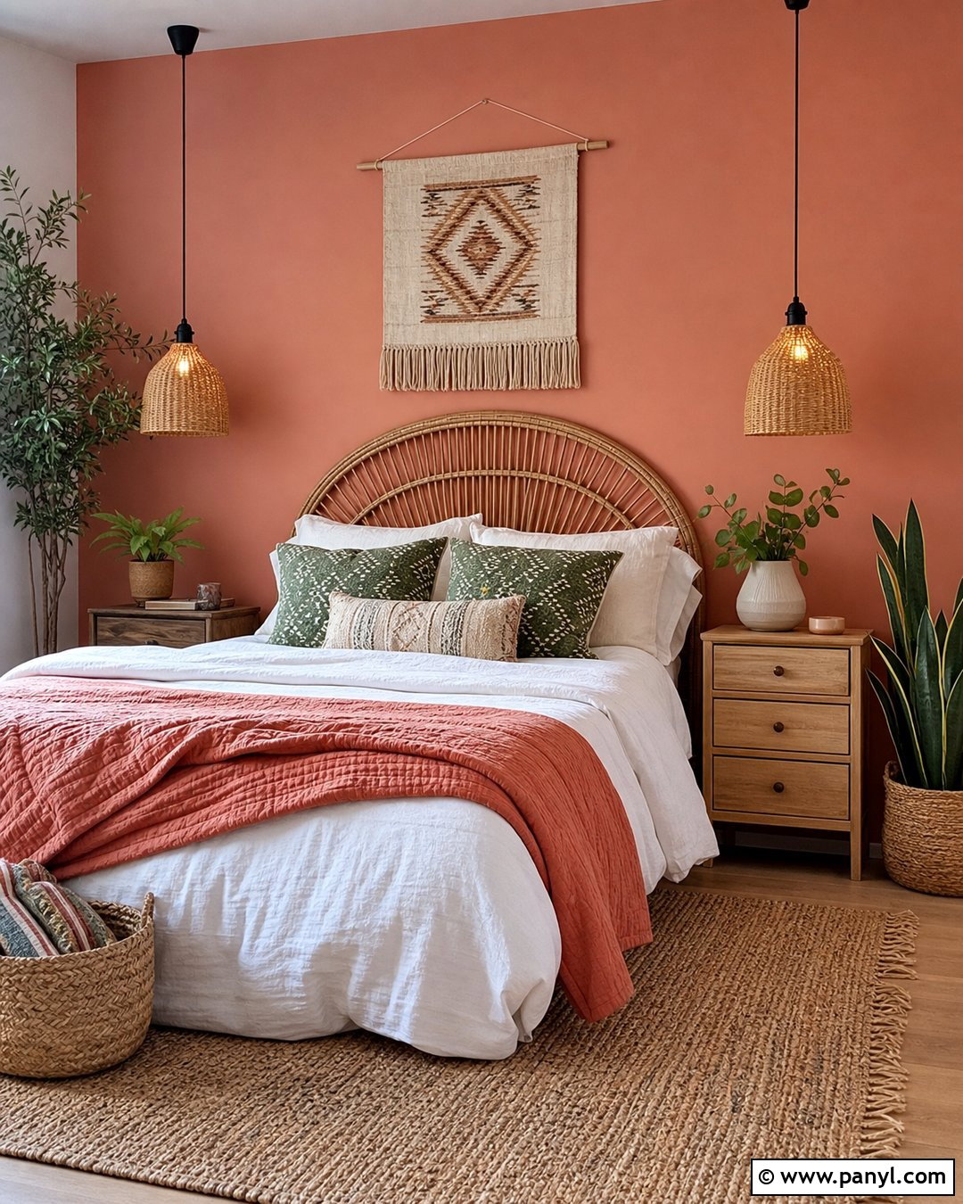 Salmon Boho Bedroom - 30 Salmon Wall Color Ideas