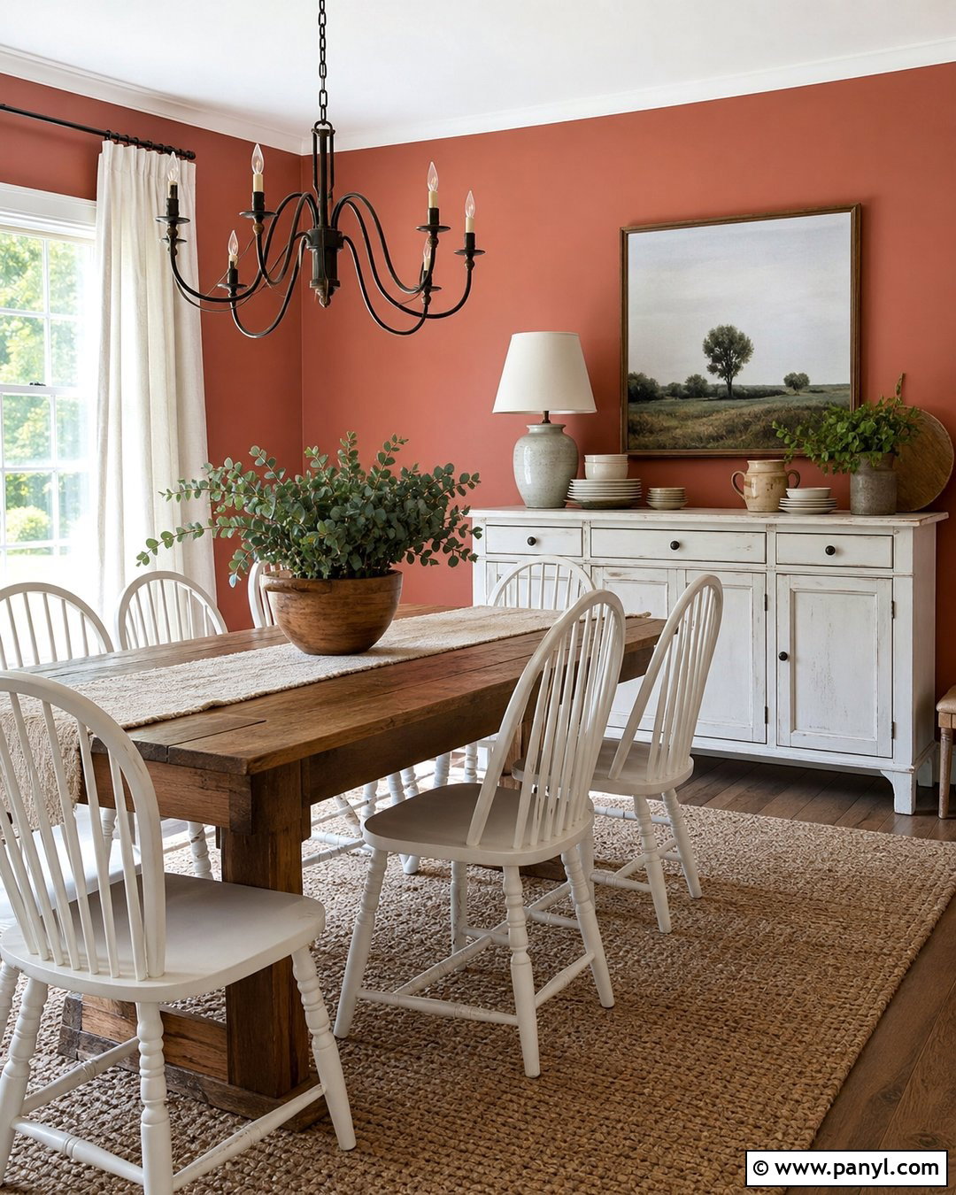 Salmon Farmhouse Dining Room - 30 Salmon Wall Color Ideas