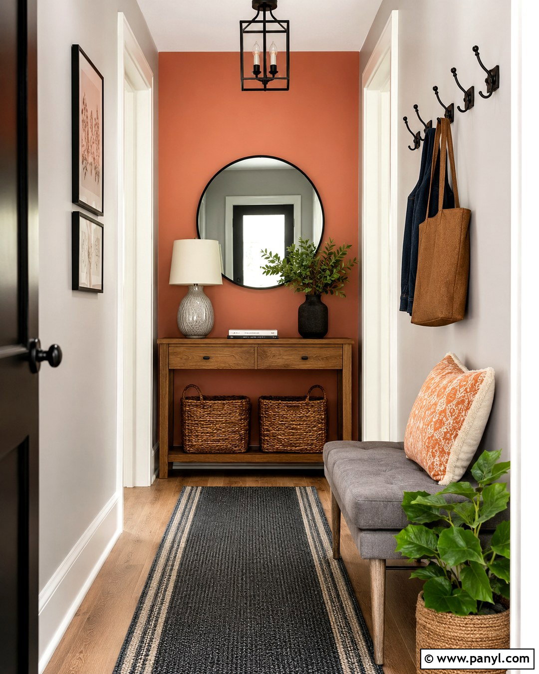 Salmon Pink Accent Wall Entryway - 20 Grey Walls With Pink Accent Wall Ideas