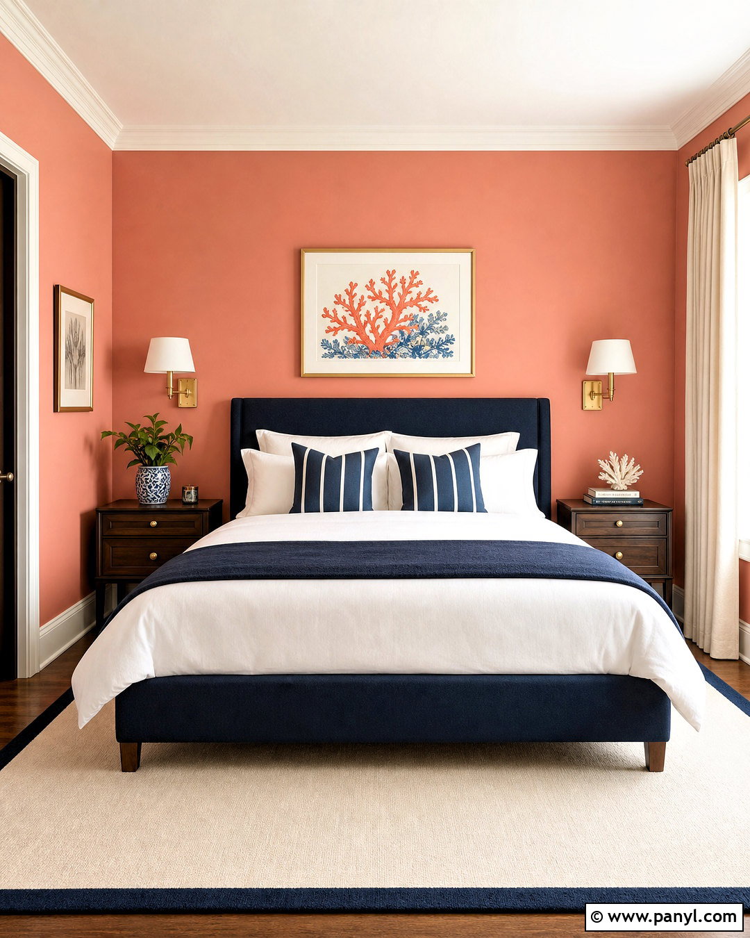 Salmon Pink Bedroom With Navy Blue - 20 bedroom paint colors pink ideas