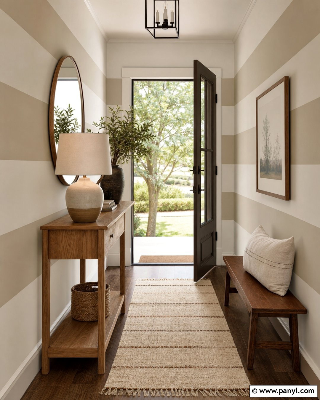 Sand And Oatmeal Entryway Wall Stripes - 20 Neutral Color Wall Stripes