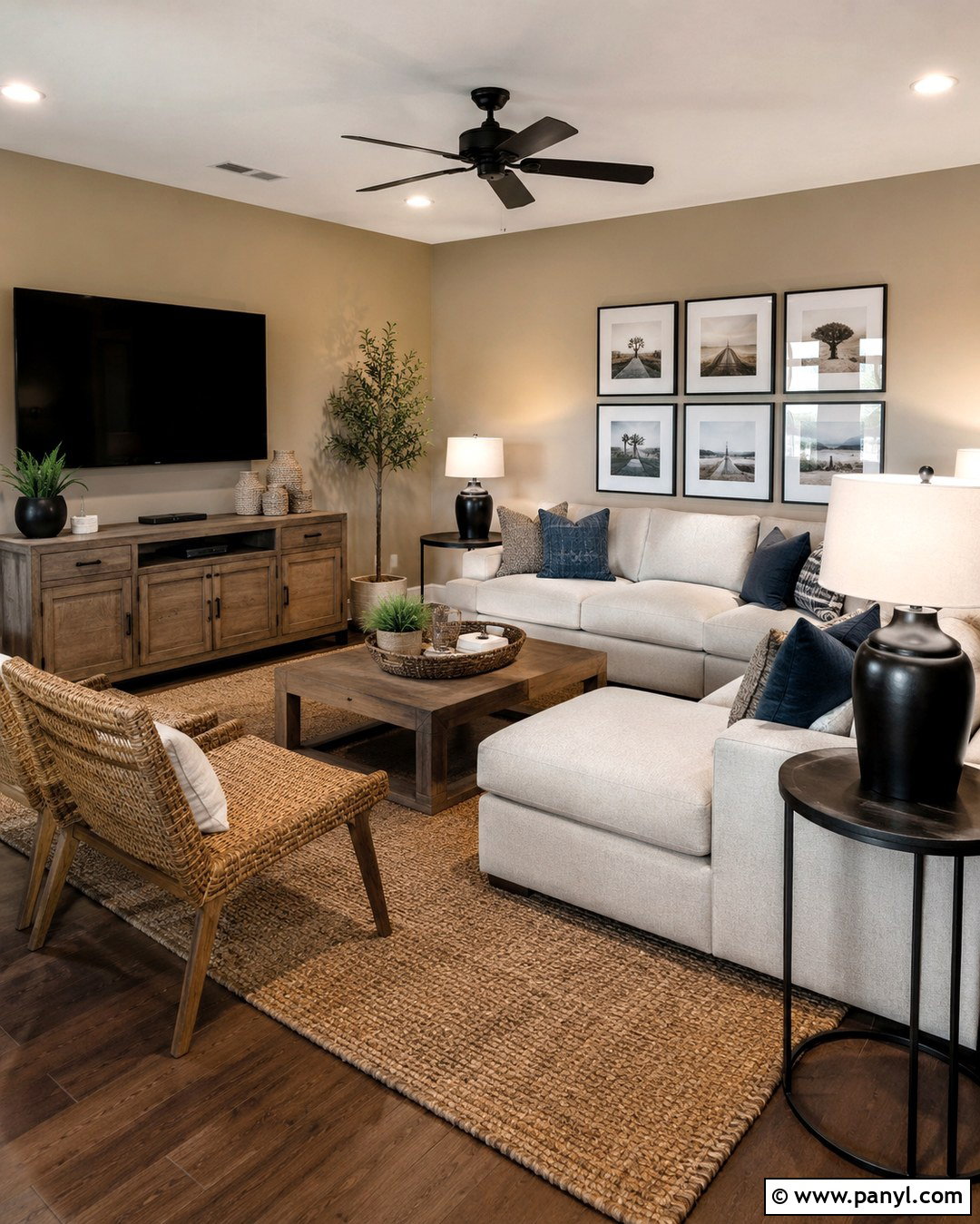 Sand Beige Family Room - 20 Painted Wall Colors