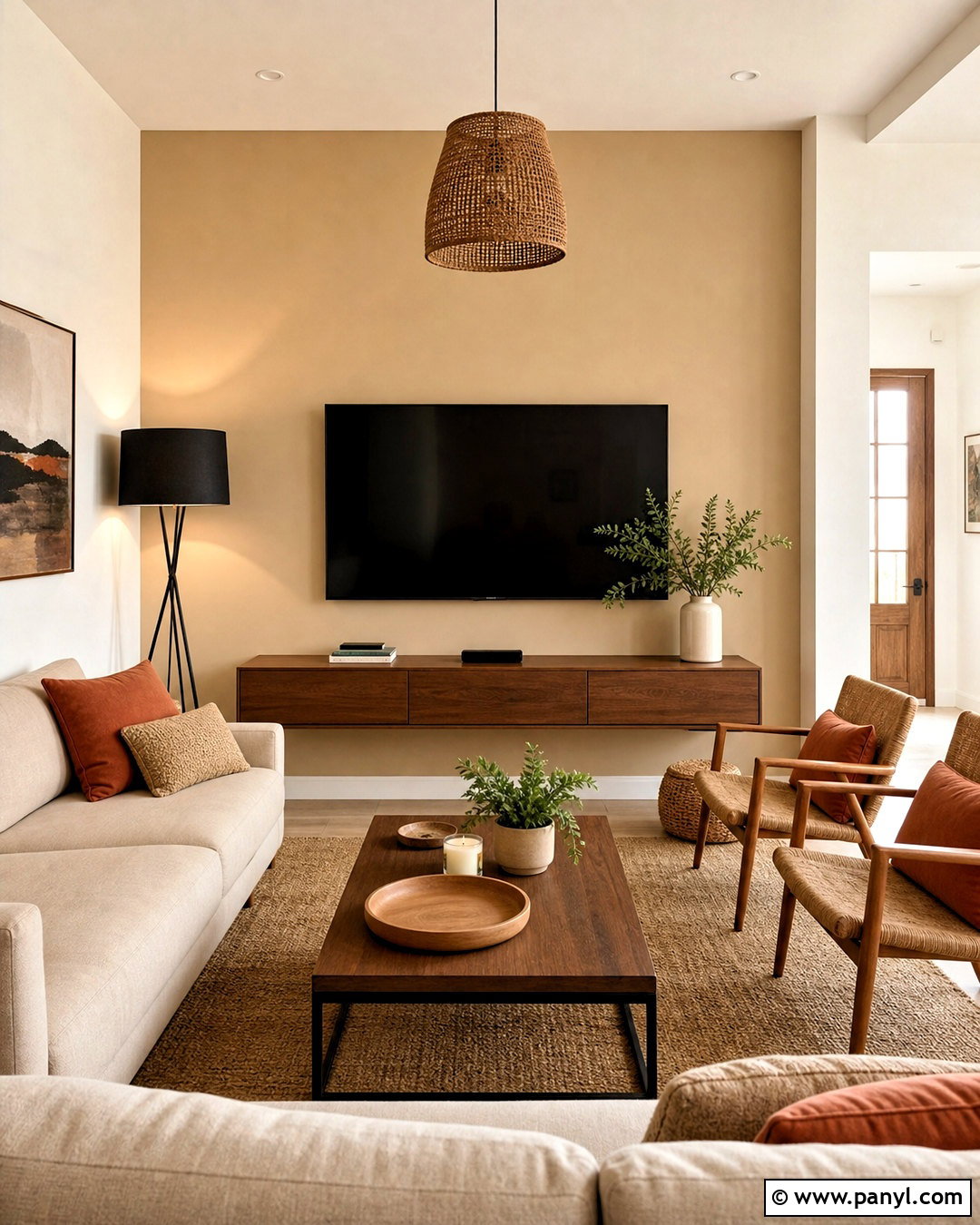Sand Beige TV Wall - 20 tv wall color ideas living room ideas