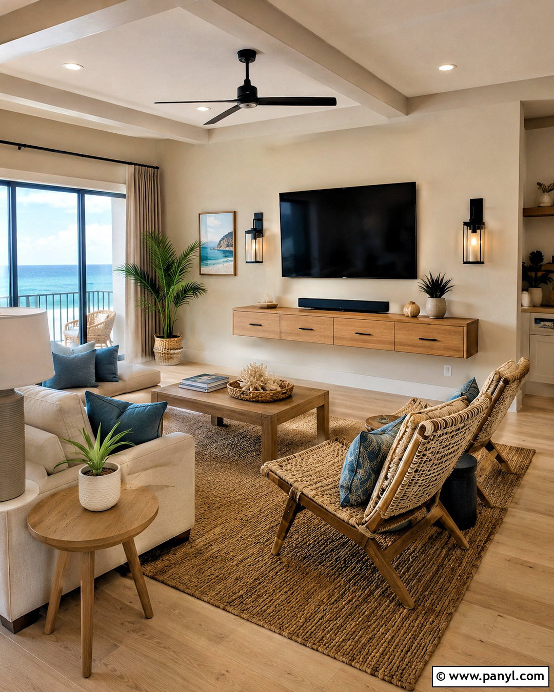 Sand Beige TV Wall - 35 tv wall color ideas